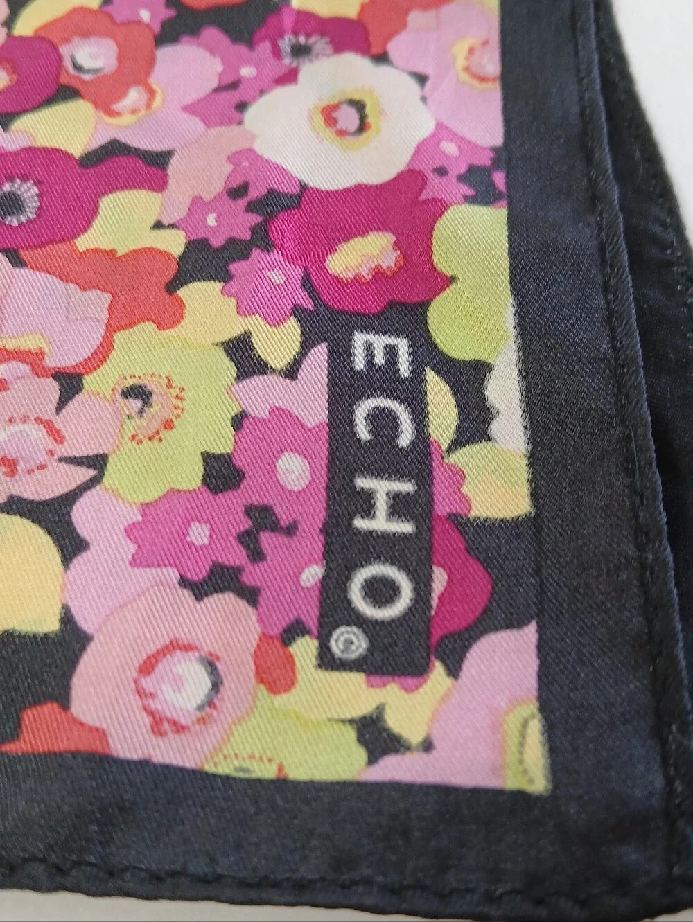 Echo Floral Silk Scarf in Pink, Yellow & Black